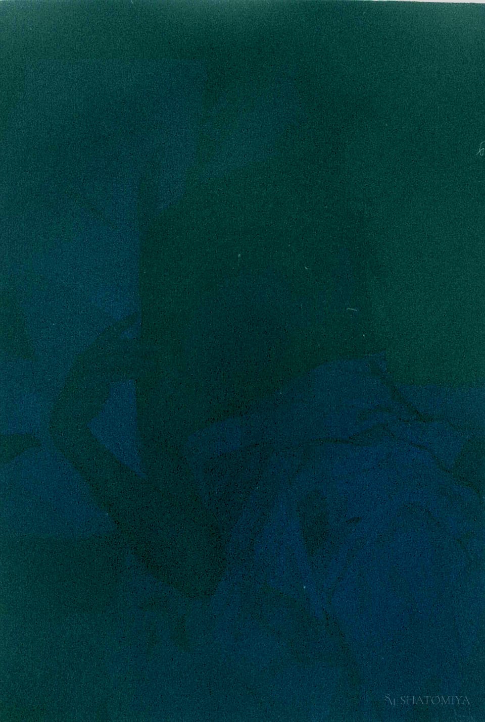 Male figure on the bed, covered by shits and a pillow over his face.