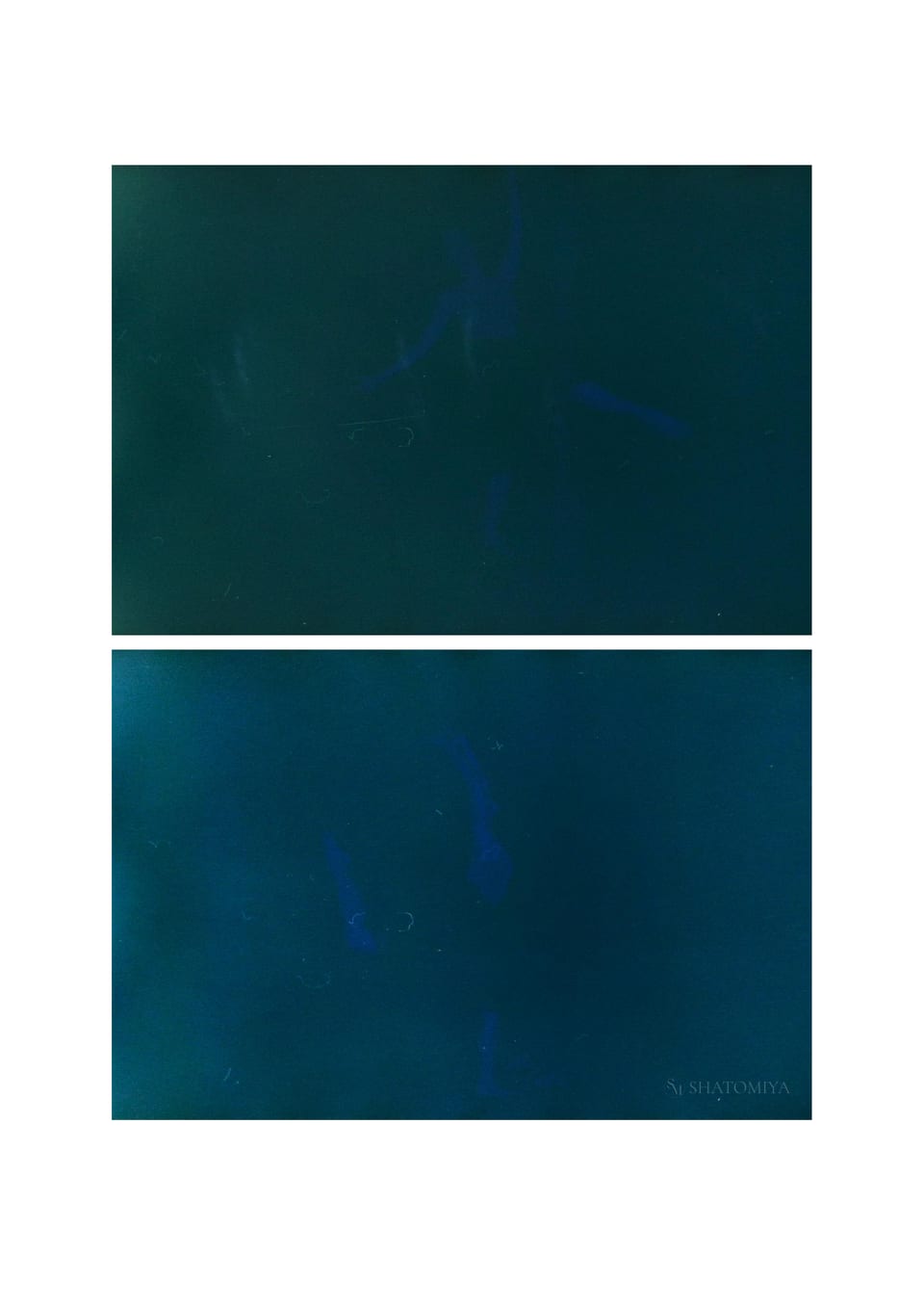 Collage of two photos, a human figure is depicted during dance figures.